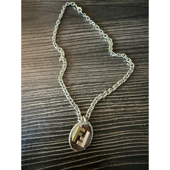 Authentic FENDI Silver & Gold Pendant with Repurposed Necklace - Picture 1 of 7